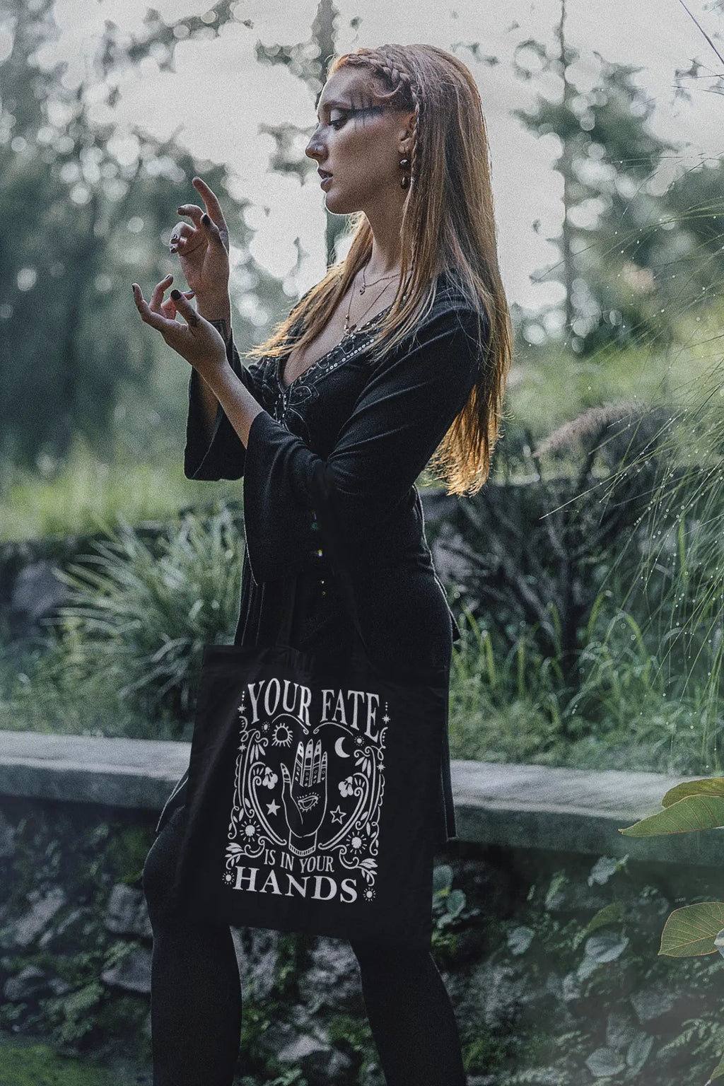 Witchy Fortune Teller, Fate Is In Your Hands, Boho Book Bag | | Wiccan Center