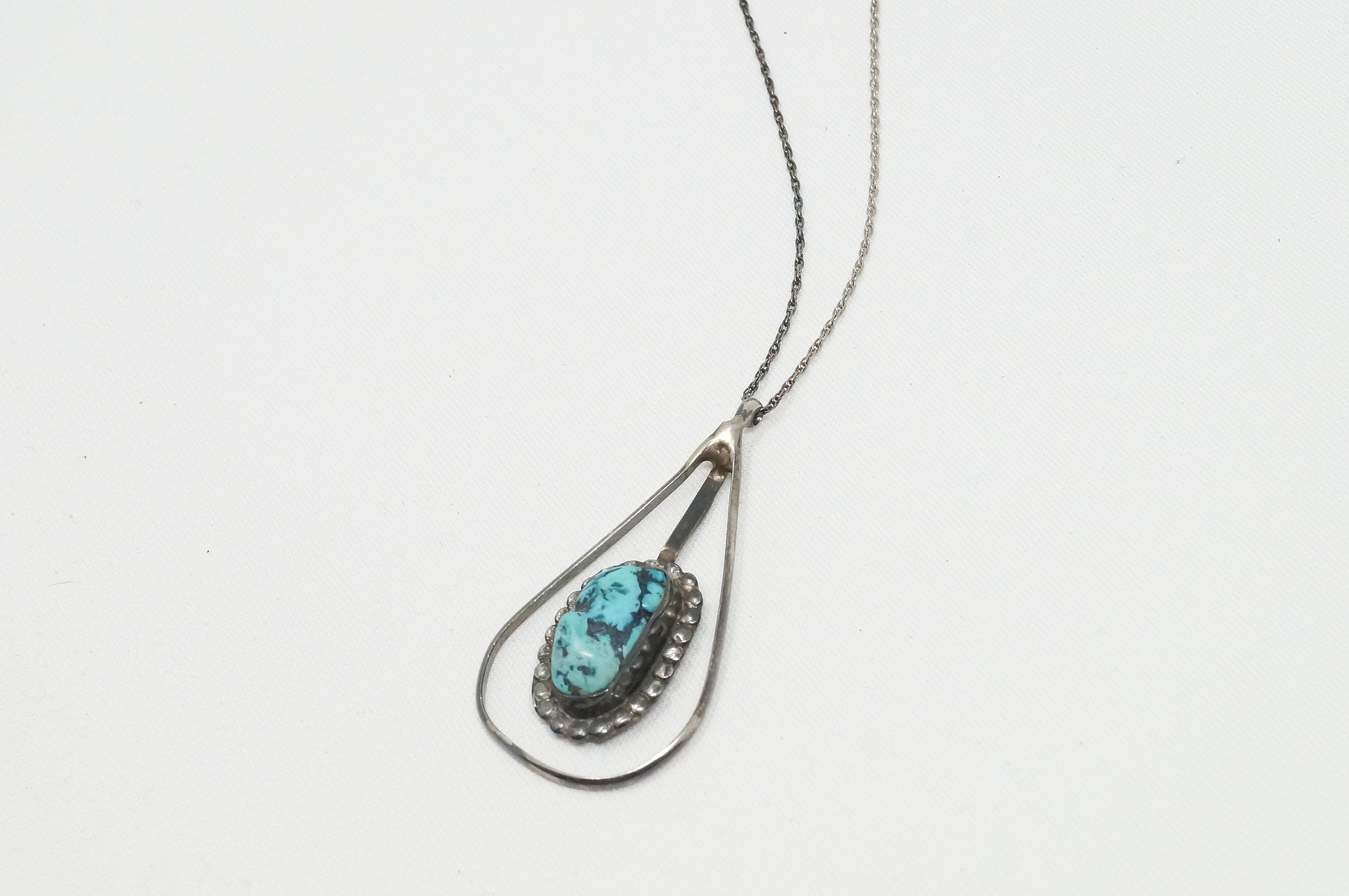 Vintage Native America Handmade Turquoise Sterling Silver Necklace | Jewelry > Necklaces > Pendants | Wiccan Center