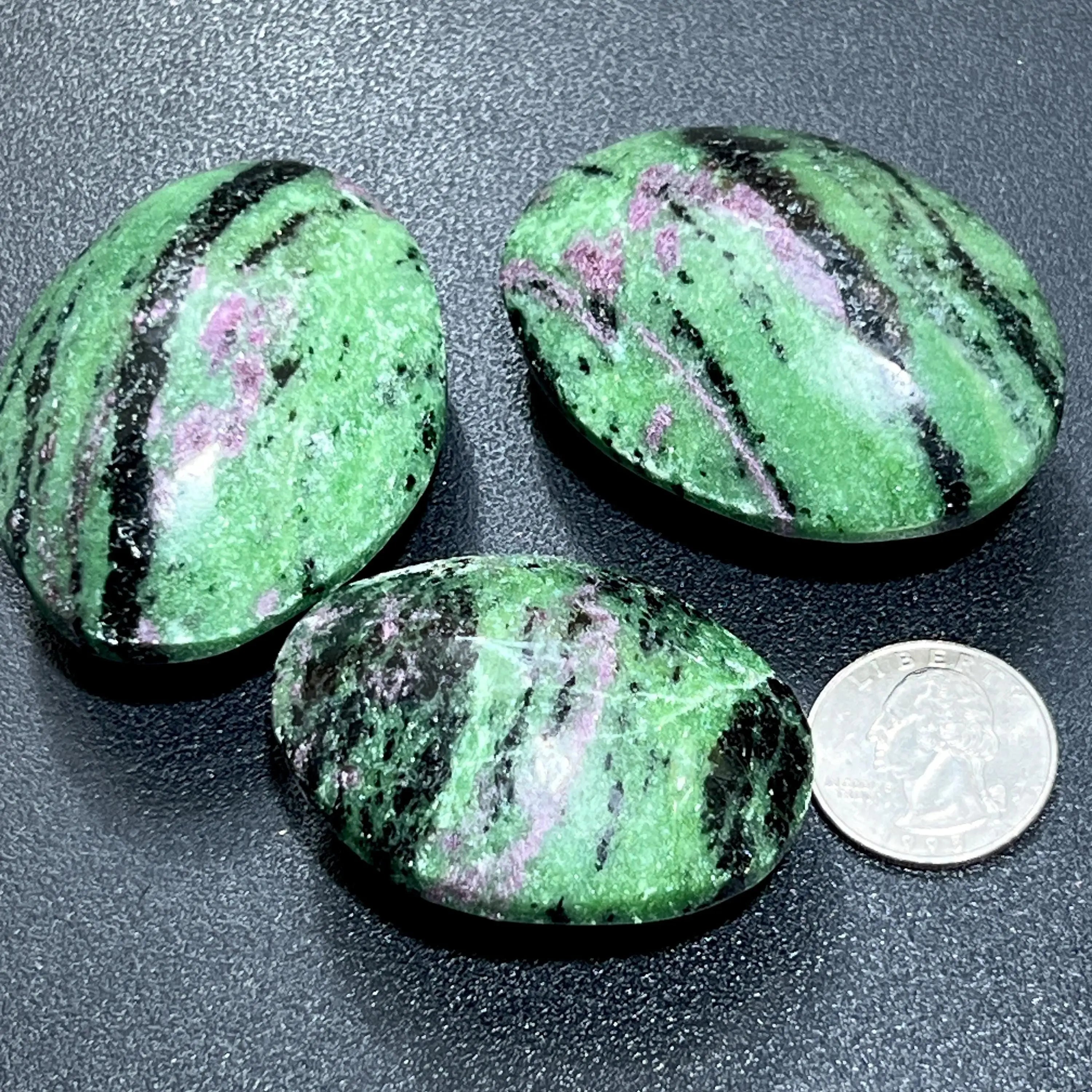 Ruby Zoisite Anyolite Crystal Palm Stones (UV Reactive) Carving | Home & Living > Home Decor > Home Accents > Rocks & Geodes | Wiccan Center
