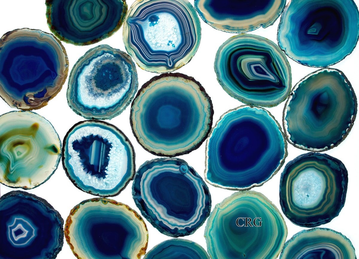Teal Agate Slice Size #3 (3.5 To 4 Inches) (1 Piece)