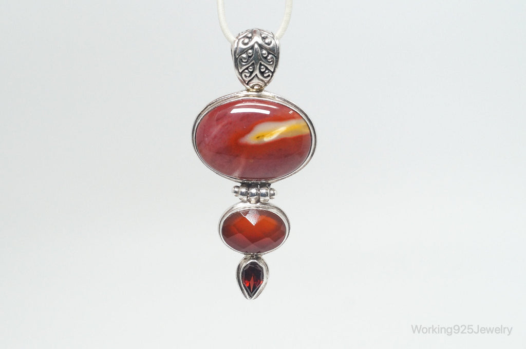 Vintage Designer AF Mookaite Jasper Carnelian Garnet Sterling Silver Pendant | Jewelry > Necklaces > Pendants | Wiccan Center