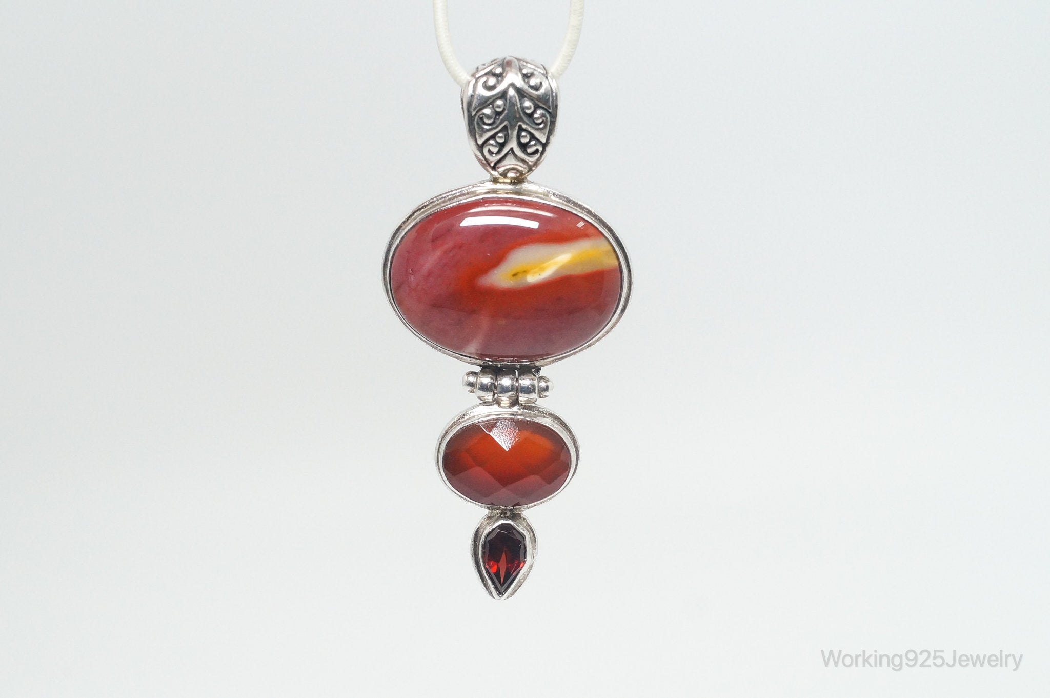 Vintage Designer AF Mookaite Jasper Carnelian Garnet Sterling Silver Pendant | Jewelry > Necklaces > Pendants | Wiccan Center