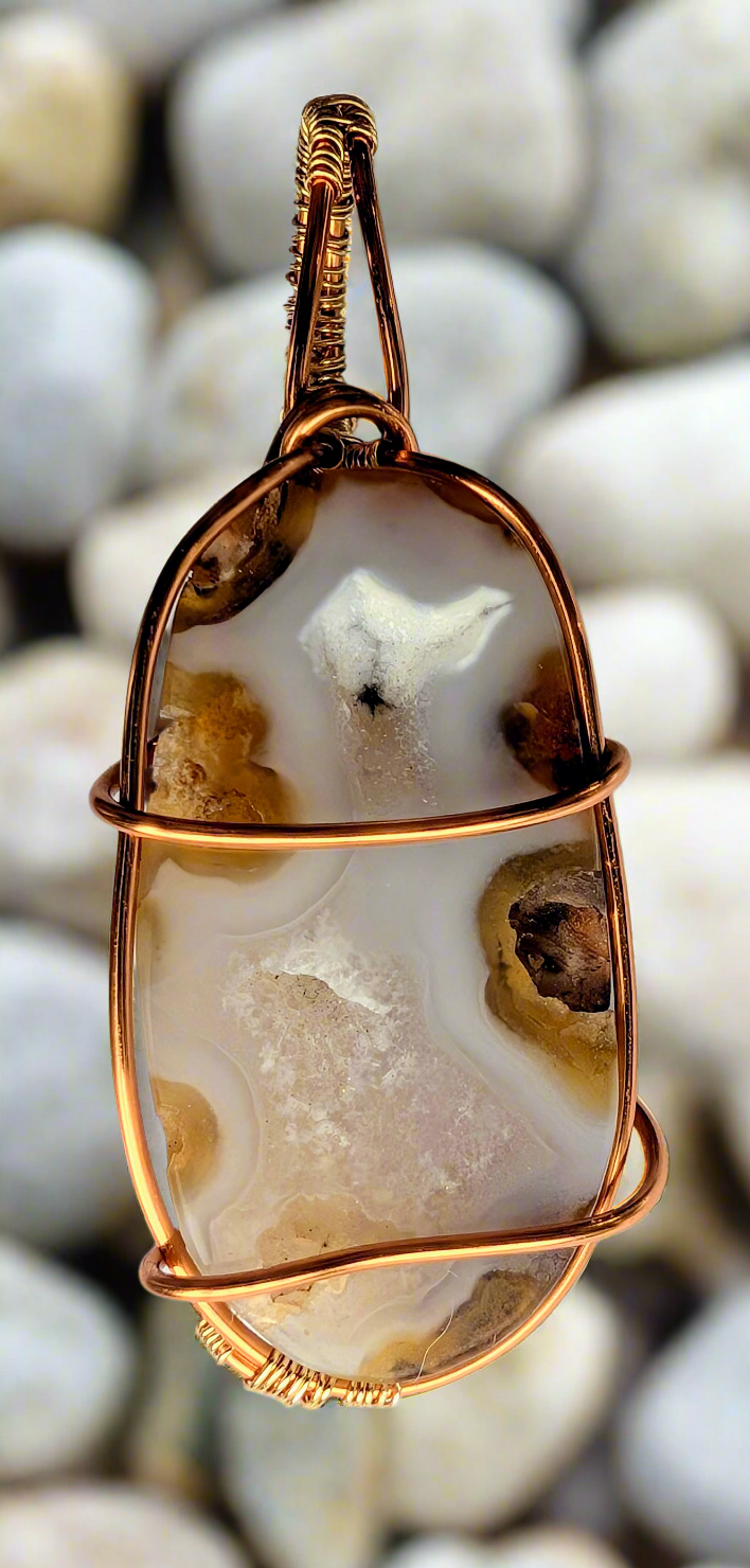 Plated Montana Moss Agate Druzy Cabochon Necklace | Cabachon | Wiccan Center