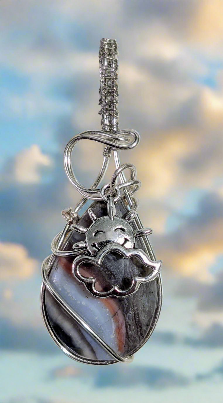Plated Agate Cabochon Sunshine Necklace | Cabachon | Wiccan Center