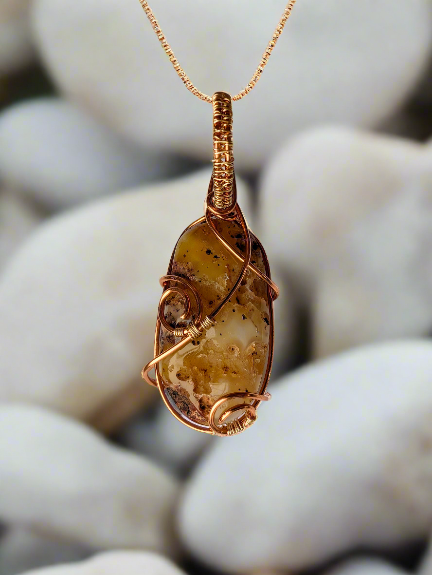 Plated Montana Moss Agate Druzy Cabochon Necklace | Cabachon | Wiccan Center
