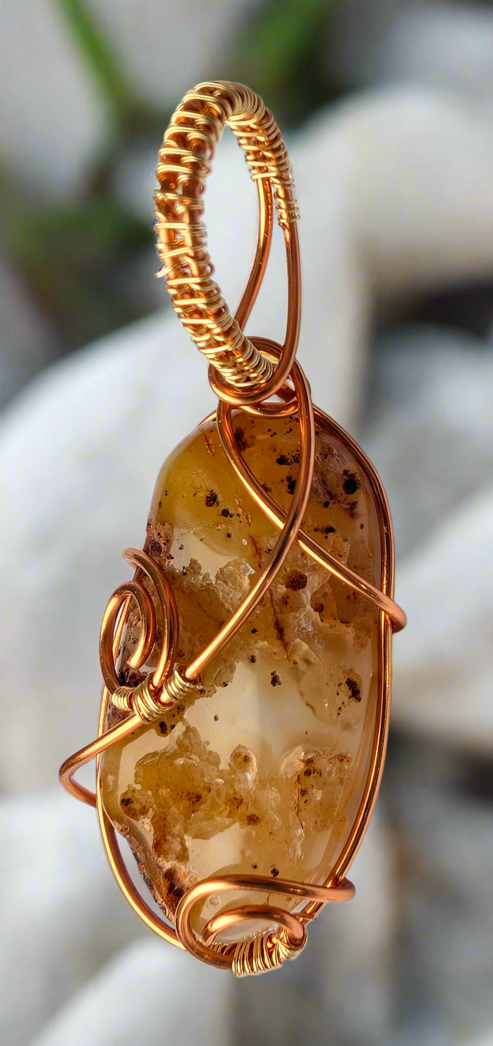 Plated Montana Moss Agate Druzy Cabochon Necklace | Cabachon | Wiccan Center