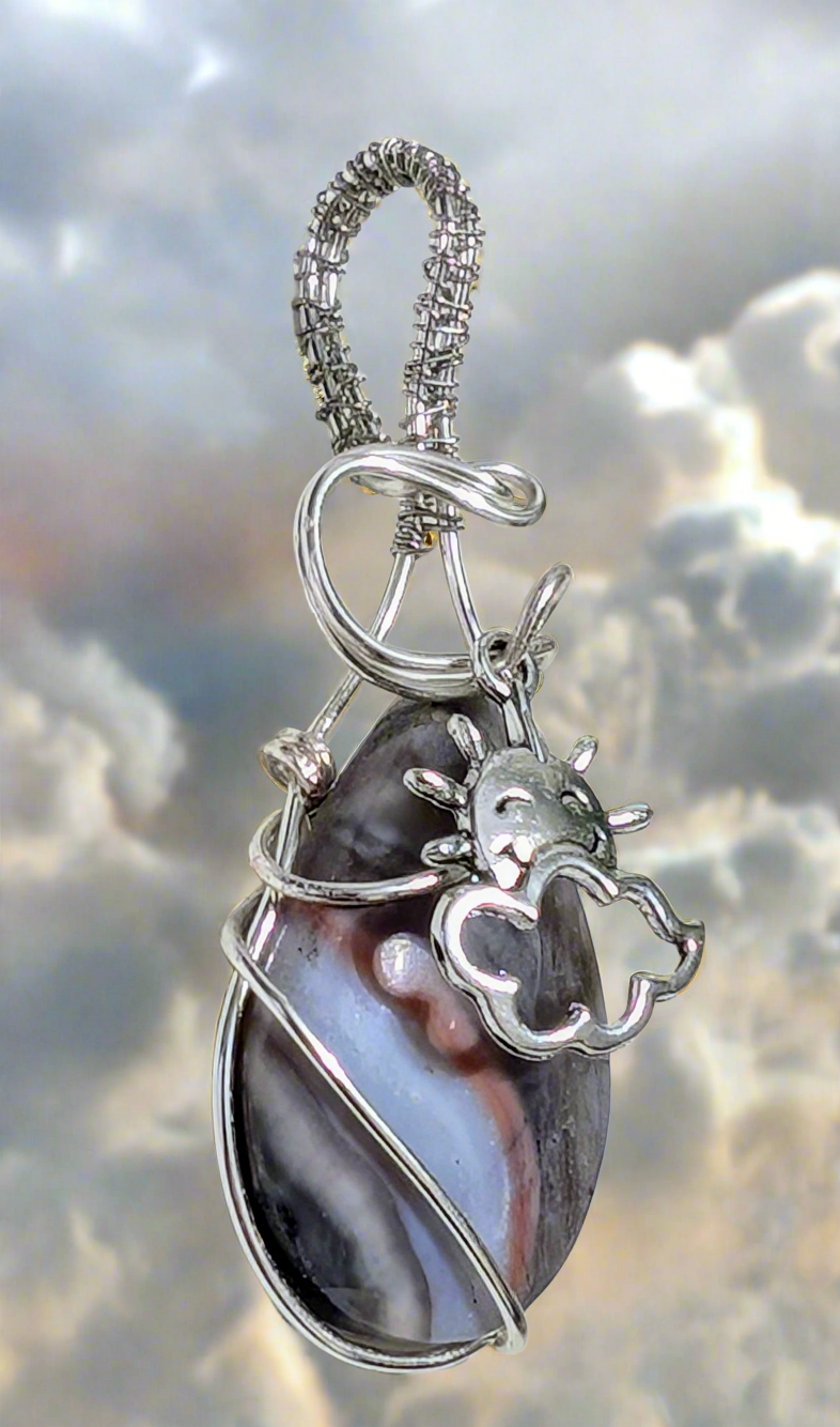 Plated Agate Cabochon Sunshine Necklace | Cabachon | Wiccan Center