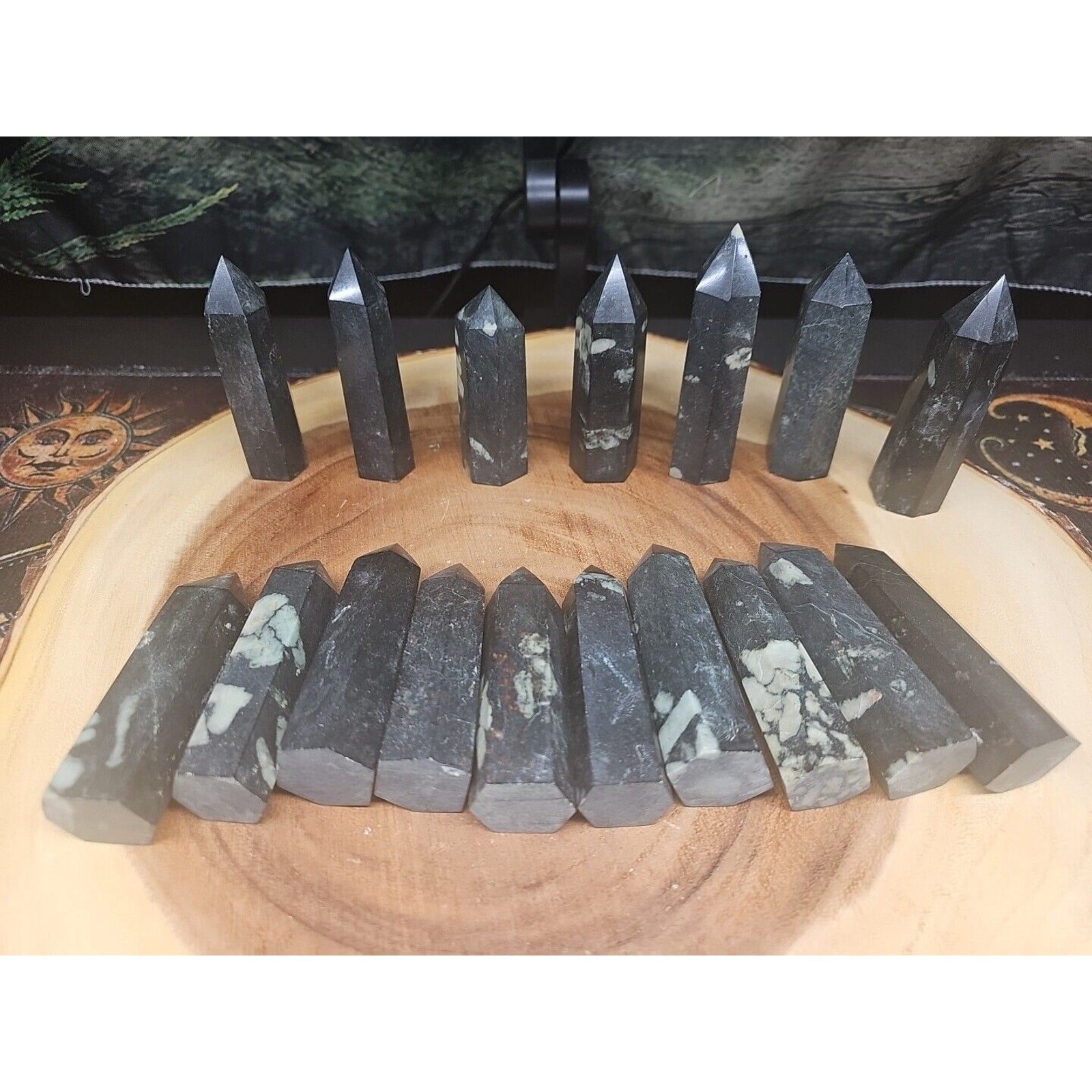 .74lbs Avg 4Pcs Natural Plum Blossom Jasper Crystal Point Tower Polished Healing | Crystal Points & Towers | Wiccan Center