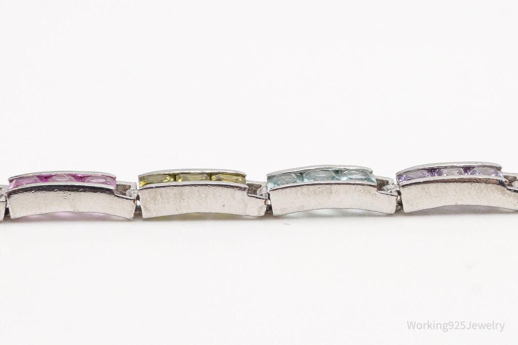 Vintage Designer FAS Multi Gemstone Sterling Silver Plated Bracelet | Jewelry > Bracelets | Wiccan Center