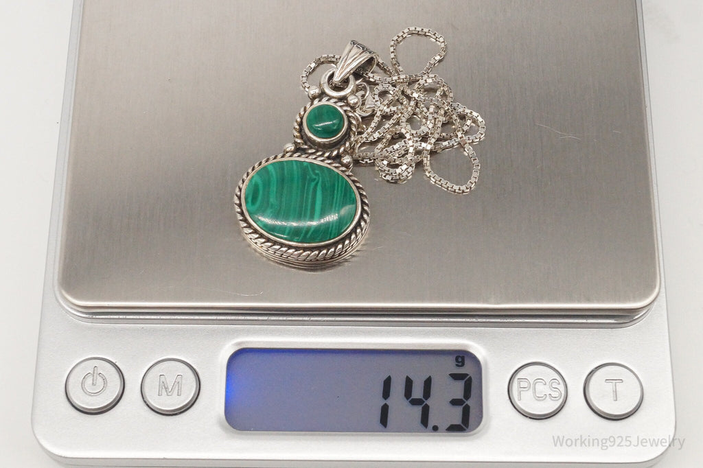 Vintage Large Malachite Southwestern Sterling Silver Necklace | Jewelry > Necklaces > Pendants | Wiccan Center