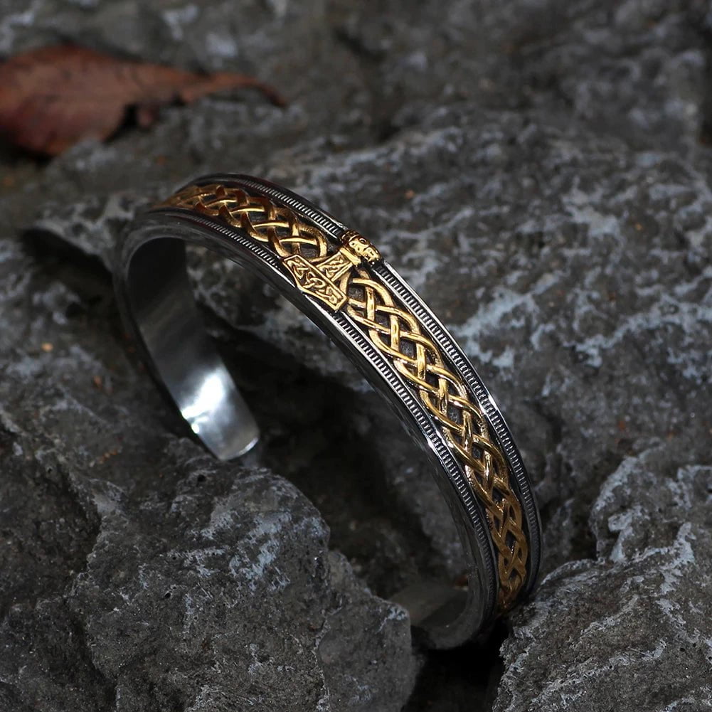 Vikings Thor's Hammer Stainless Steel Bangle Bracelet | Bangles | Wiccan Center