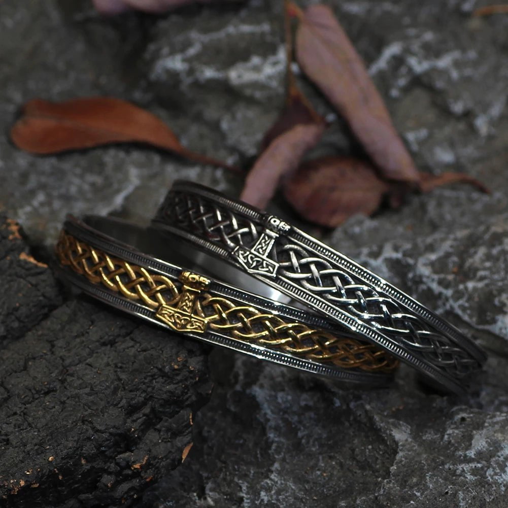 Vikings Thor's Hammer Stainless Steel Bangle Bracelet | Bangles | Wiccan Center