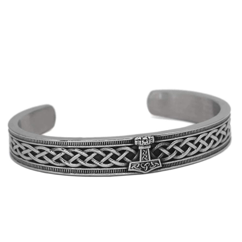 Vikings Thor's Hammer Stainless Steel Bangle Bracelet | Bangles | Wiccan Center