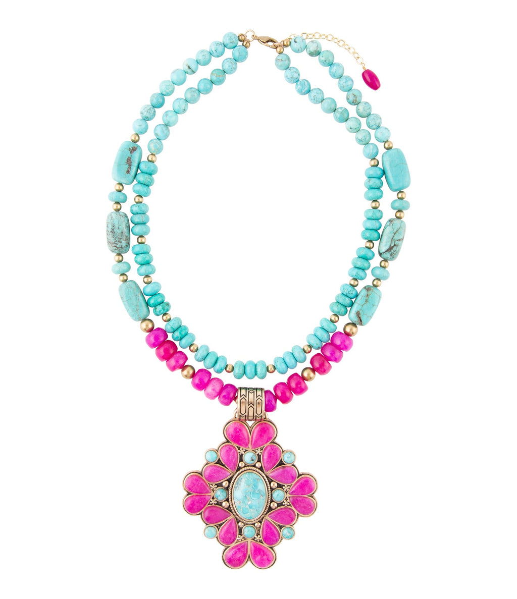 Barcelona Pink Agate Cross Golden Pendant Necklace | Necklaces | Wiccan Center