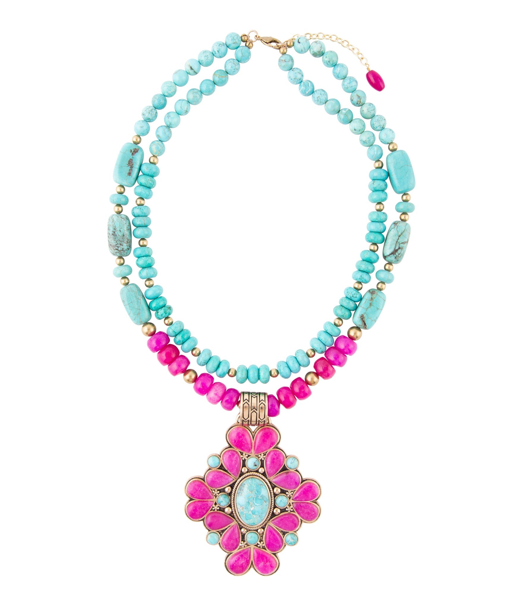 Barcelona Pink Agate Cross Golden Pendant Necklace | Necklaces | Wiccan Center
