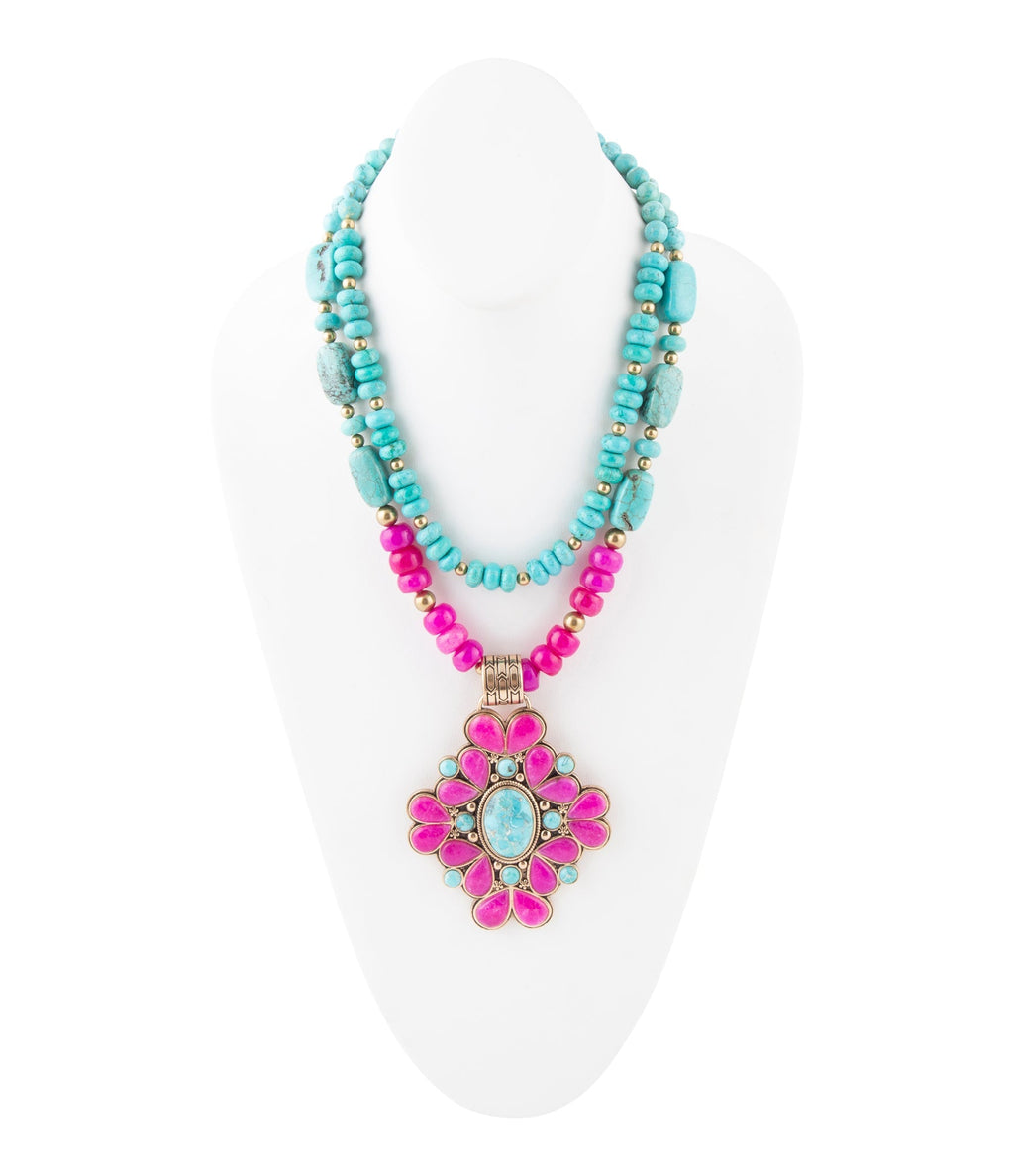 Barcelona Pink Agate Cross Golden Pendant Necklace | Necklaces | Wiccan Center