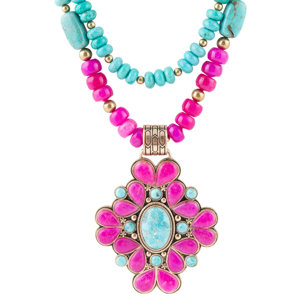 Barcelona Pink Agate Cross Golden Pendant Necklace | Necklaces | Wiccan Center