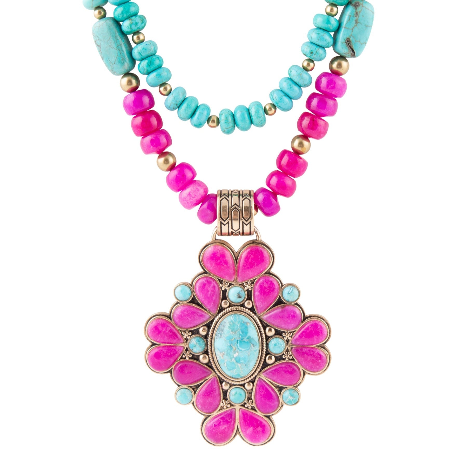Barcelona Pink Agate Cross Golden Pendant Necklace | Necklaces | Wiccan Center