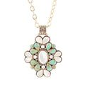 Barcelona Blue Turquoise and Mother of Pearl Golden Statement Necklace | Necklaces | Wiccan Center