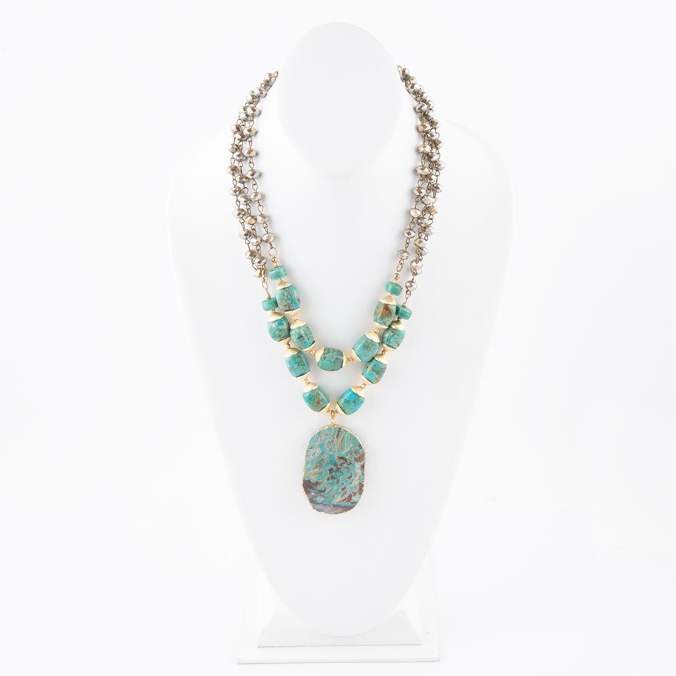 Baron Blue Turquoise Magnesite Pendant Statement Necklace | Necklaces | Wiccan Center