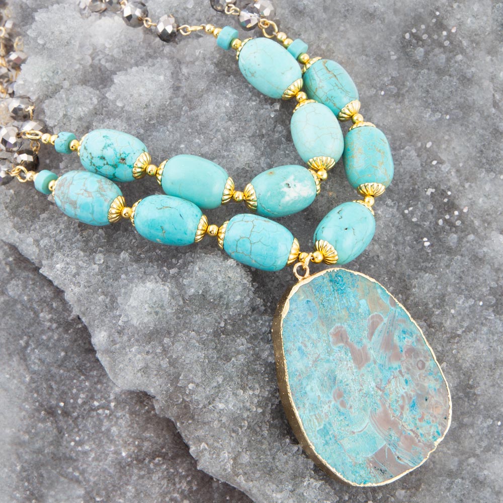 Baron Blue Turquoise Magnesite Pendant Statement Necklace | Necklaces | Wiccan Center