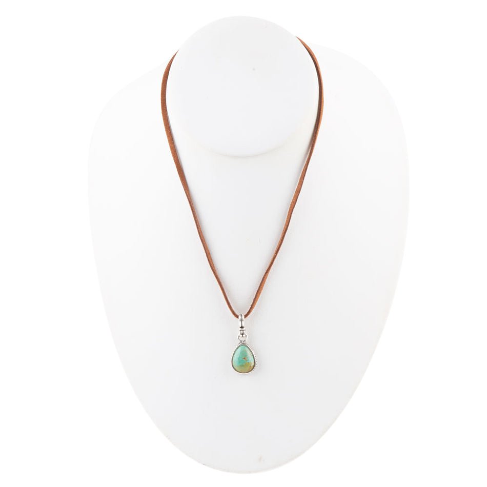Basic Turquoise and Sterling Silver Pendant Leather Necklace | Necklaces | Wiccan Center
