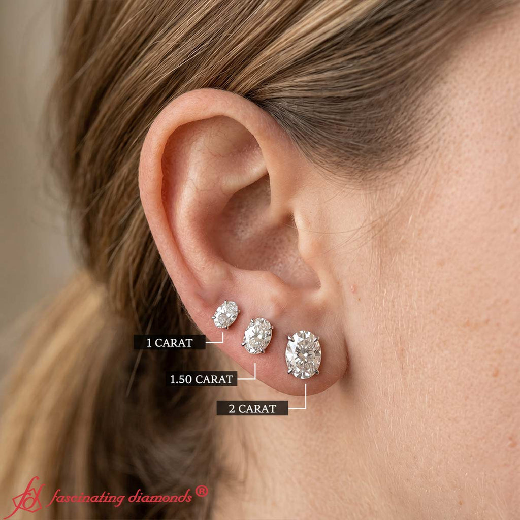 Classic Four Prong Oval Diamond Solitaire Stud Earrings [IGI Certified]