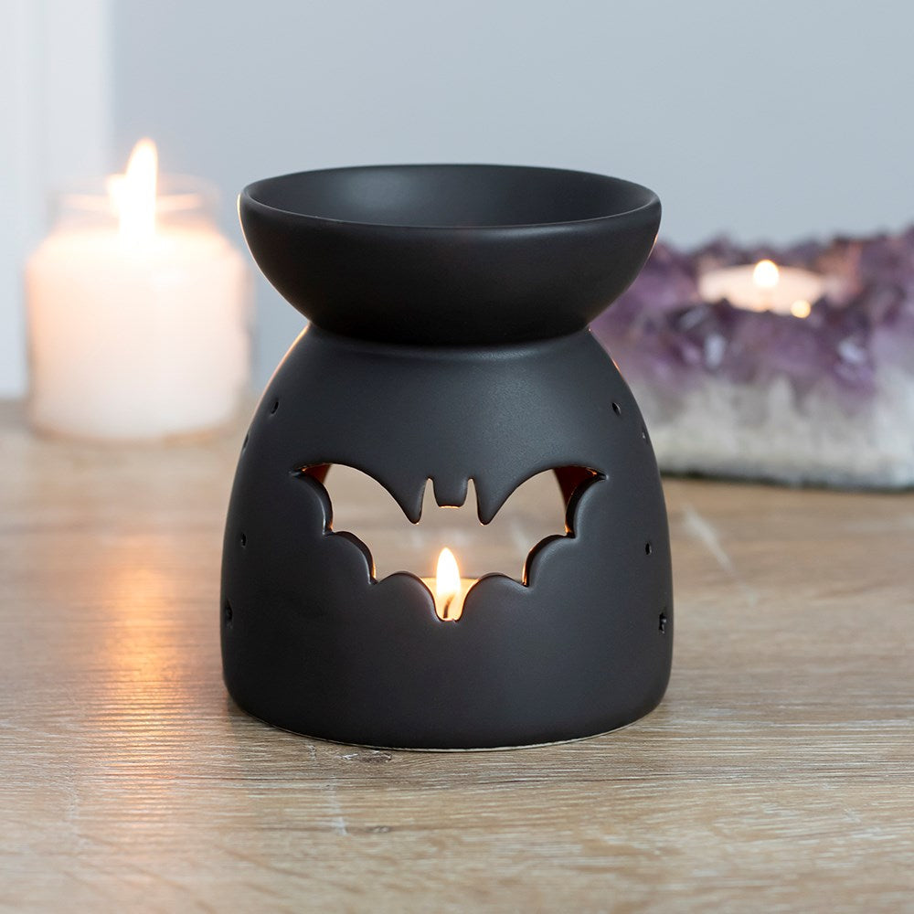 Gothic Black Bat Cut Out Oil Burner and Wax Warmer | Wax Melt Warmer | Wiccan Center