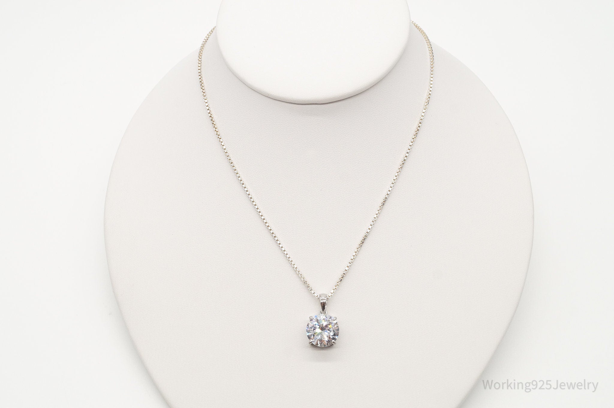 Vintage Large Cubic Zirconia Sterling Silver Necklace | Jewelry > Necklaces > Pendants | Wiccan Center