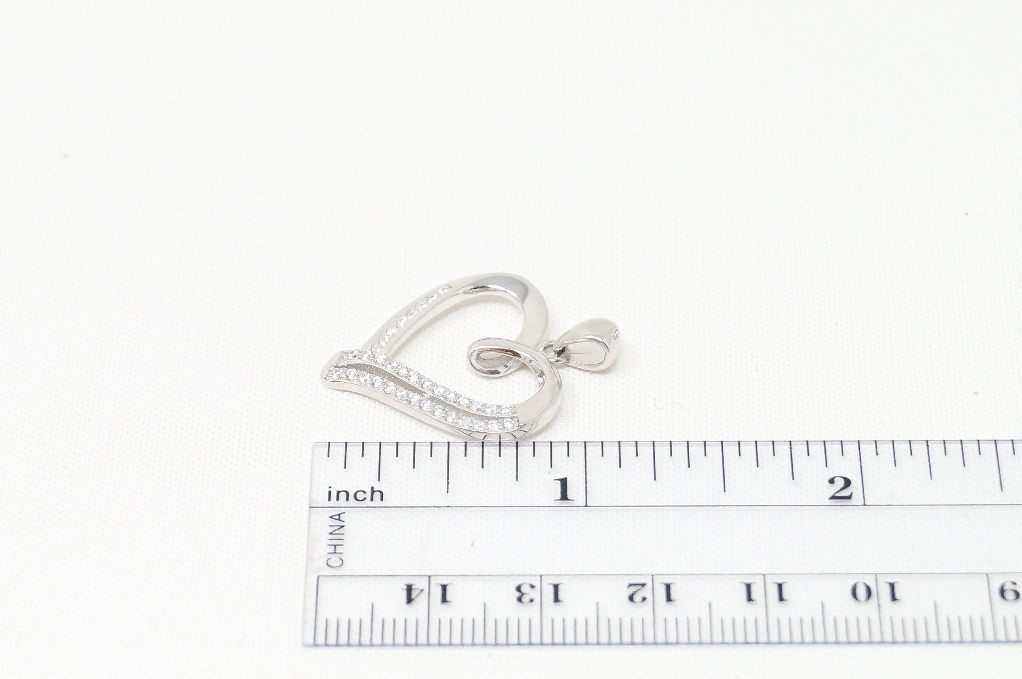 Vintage Open Heart Cubic Zirconia Accented Sterling Silver Necklace Pendant | Jewelry > Necklaces > Pendants | Wiccan Center