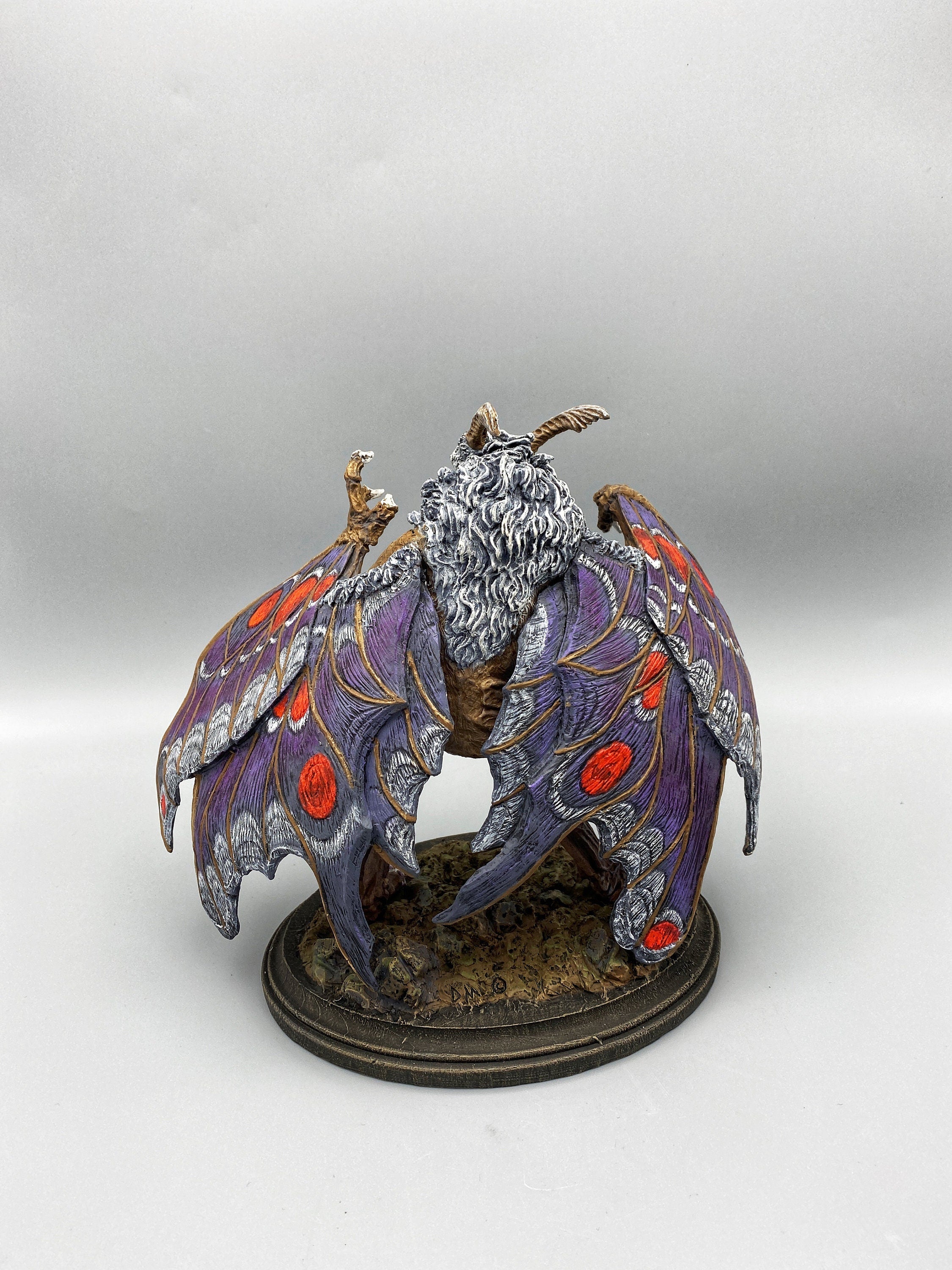 Mothman Statue, Full Color Resin Sculpture | Cryptozoology Creature Figurine | Urban Legend Moth Man Monster Figurine, Horror Art Decor