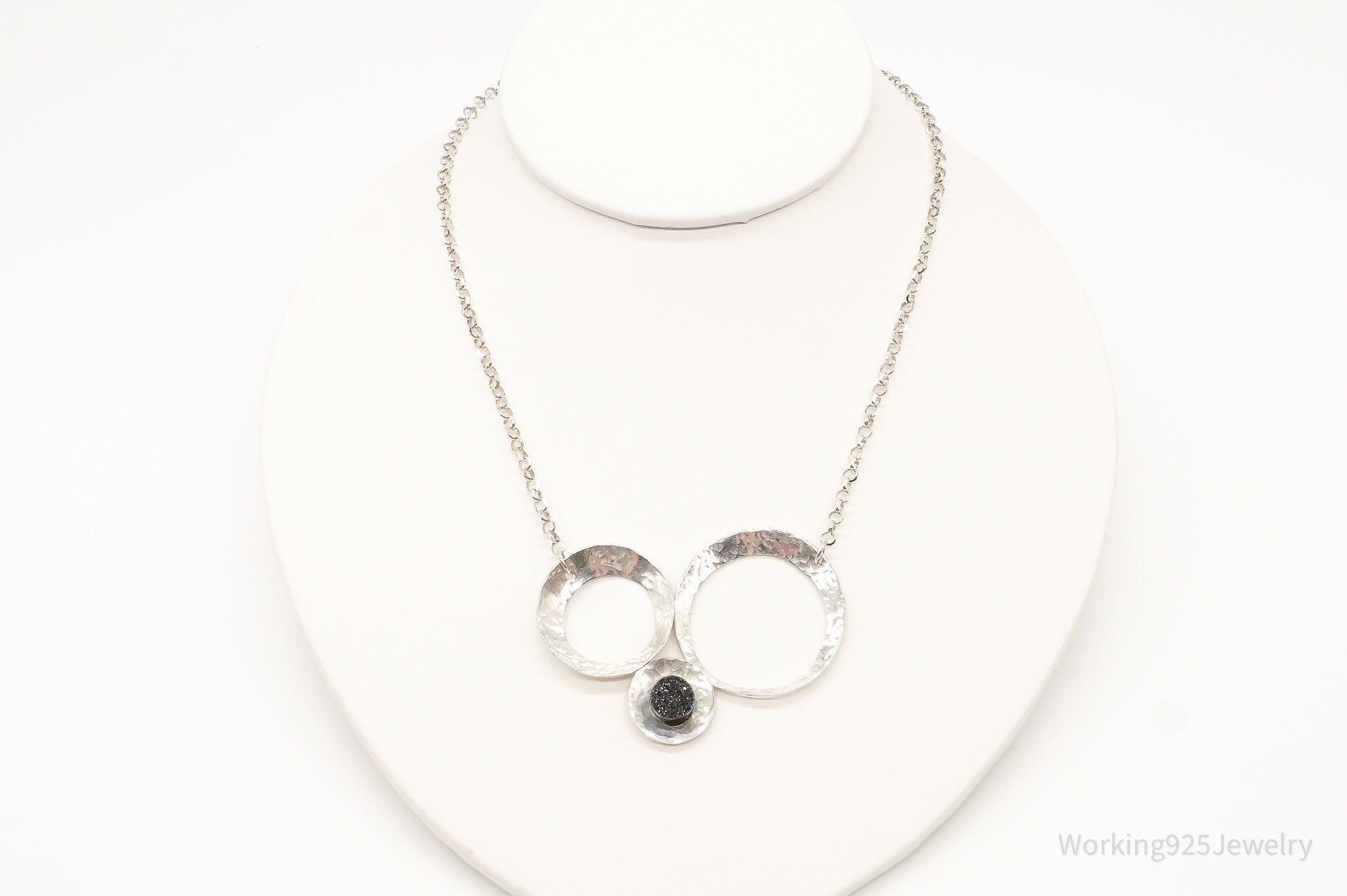 Modernist Druzy Quartz Sterling Silver Necklace | Jewelry > Necklaces > Pendants | Wiccan Center