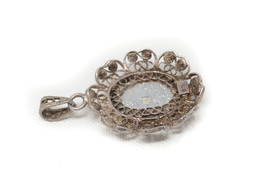 Antique Edwardian Woman Filigree Sterling Silver Necklace Pendant | Jewelry > Necklaces > Pendants | Wiccan Center