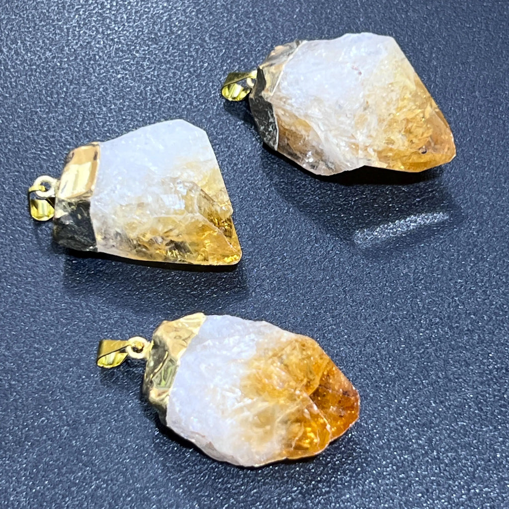 Citrine Crystal Rough Raw Point Pendant (Gold Plated) Wholesale | Jewelry > Necklaces > Crystal Necklaces | Wiccan Center