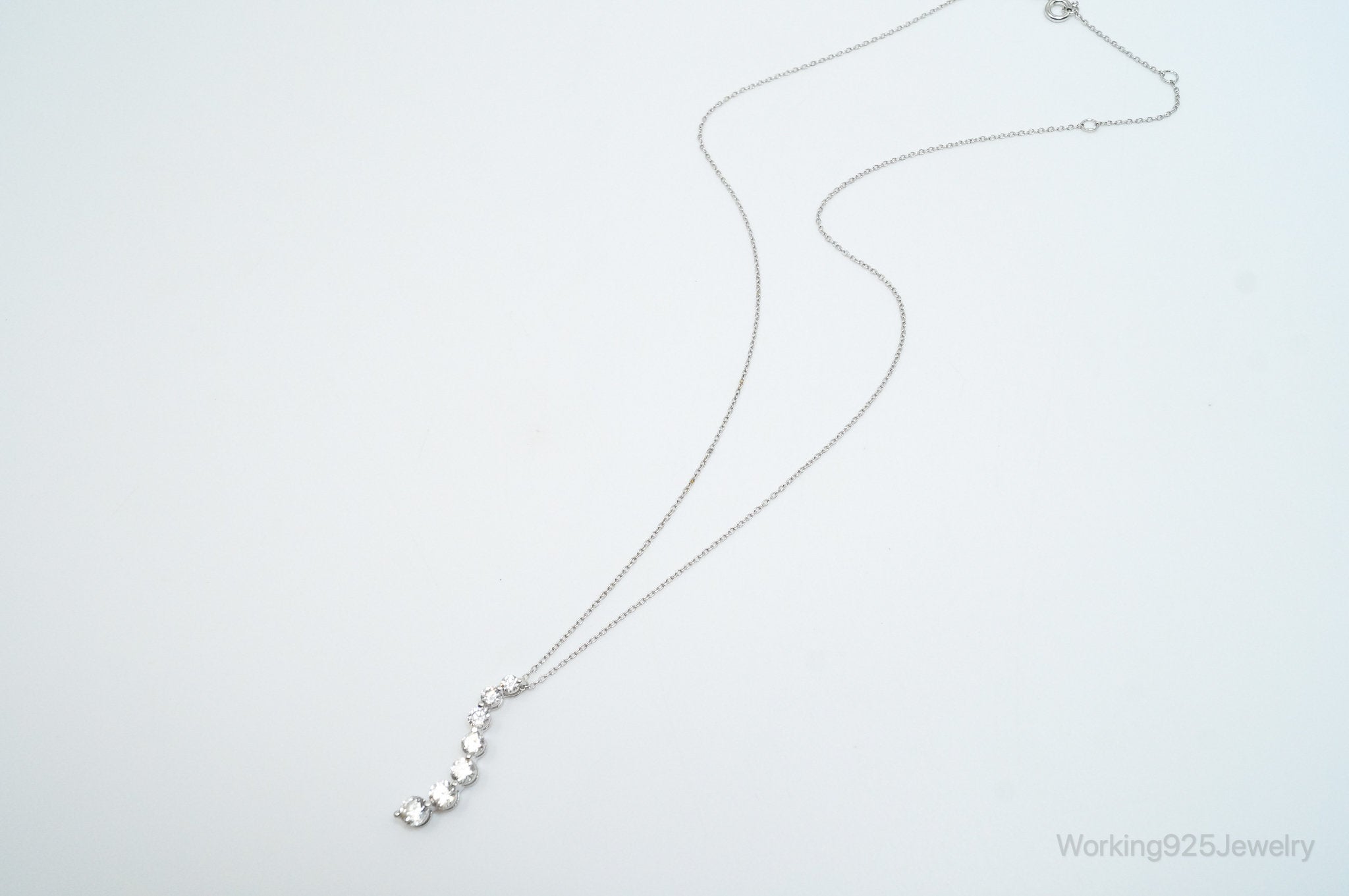 Vintage Cubic Zirconia Journey Necklace Sterling Silver - 18 Inch Chain | Jewelry > Necklaces > Pendants | Wiccan Center