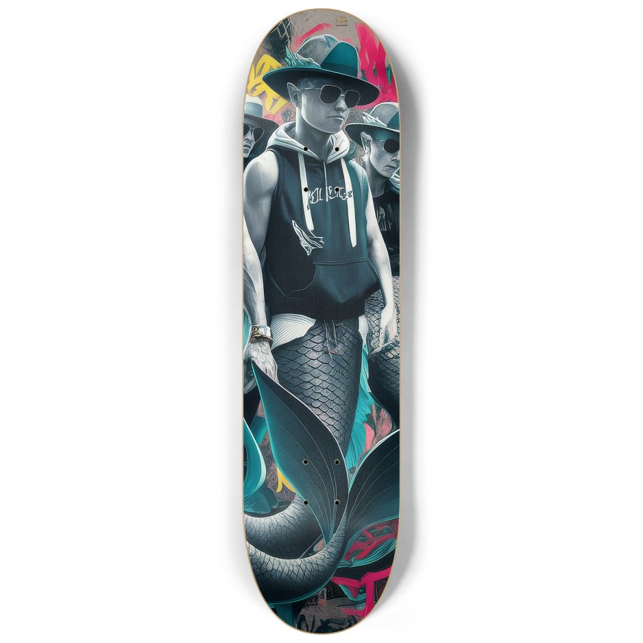 3 Skateboard Series Art - Macho Mermen | Skateboard | Wiccan Center