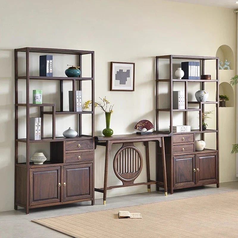 Luxury Chinese Solid Wood Curio Cabinet – Oriental Living Room Display Credenza | Storage Cabinet | Wiccan Center