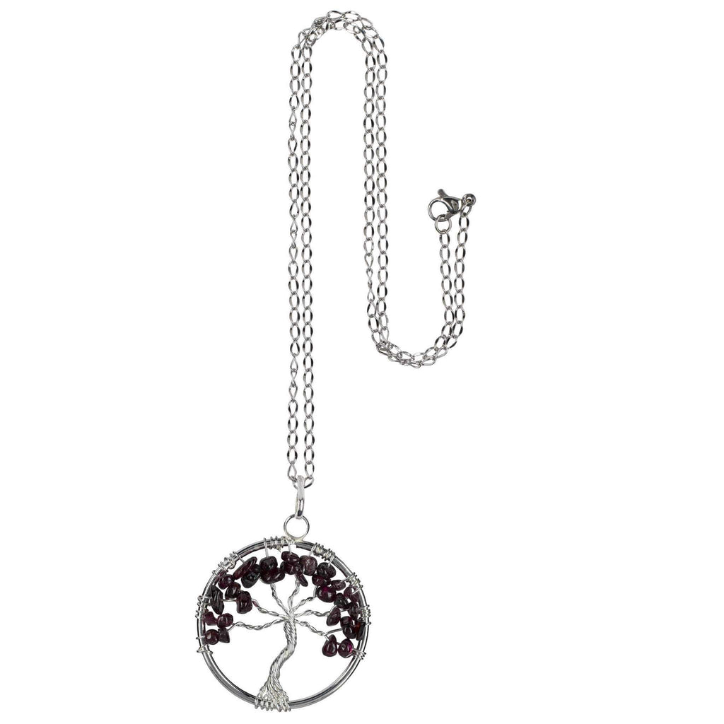 Garnet Wire Wrapped Tree of Life Necklace - Sacred Geometry | Gemstone Jewelry > Necklaces | Wiccan Center