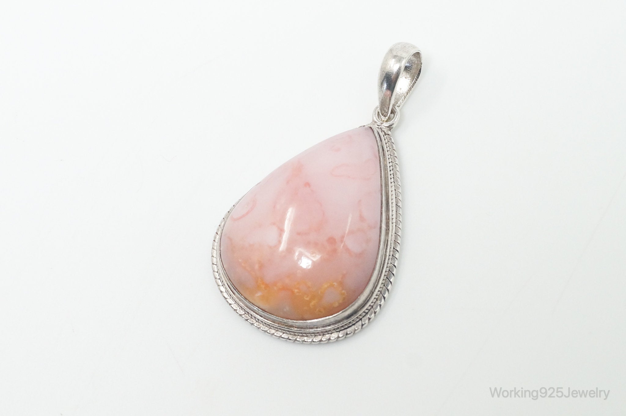 Vintage Large Pink Agate Sterling Silver Southwestern Necklace Pendant | Jewelry > Necklaces > Pendants | Wiccan Center