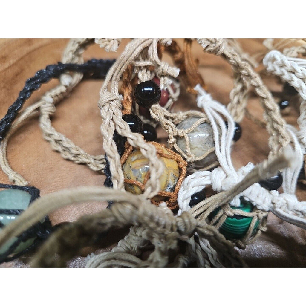 Mixed Gemstone Hemp Rope Bracelet Wholesale Lot — 13-Piece Reseller Set | CrystalCloud Company