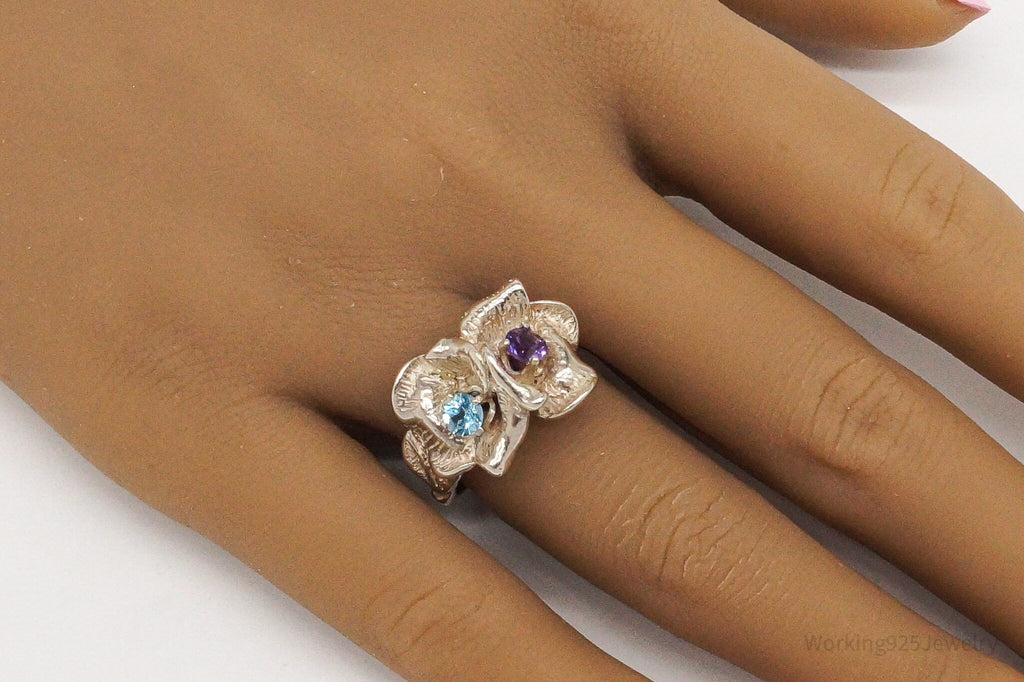 Vintage Blue Topaz Amethyst Silver Ring Size 7.25 | Jewelry > Rings | Wiccan Center