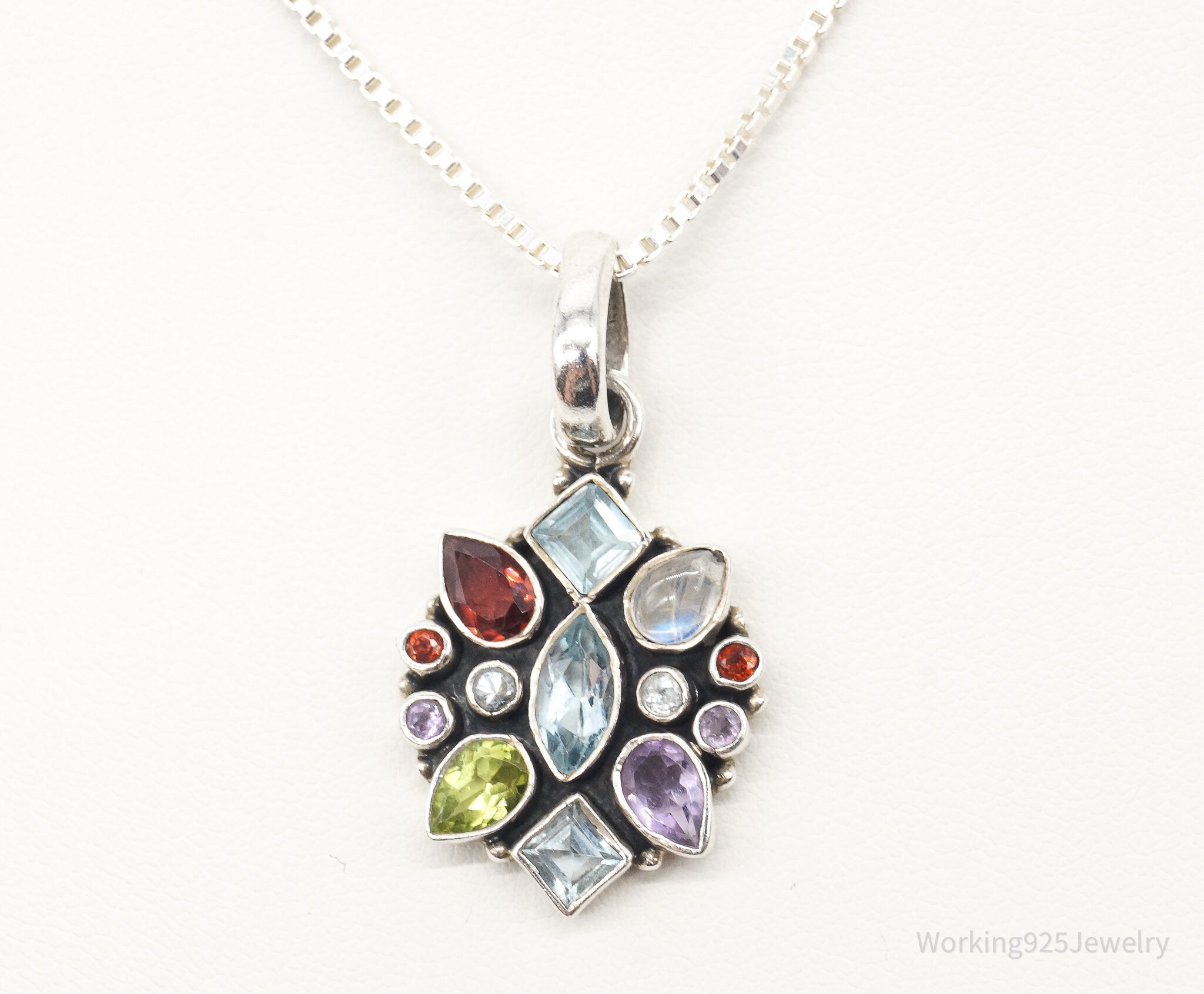 Vintage Multi Gemstone Sterling Silver Necklace | Jewelry > Necklaces > Pendants | Wiccan Center