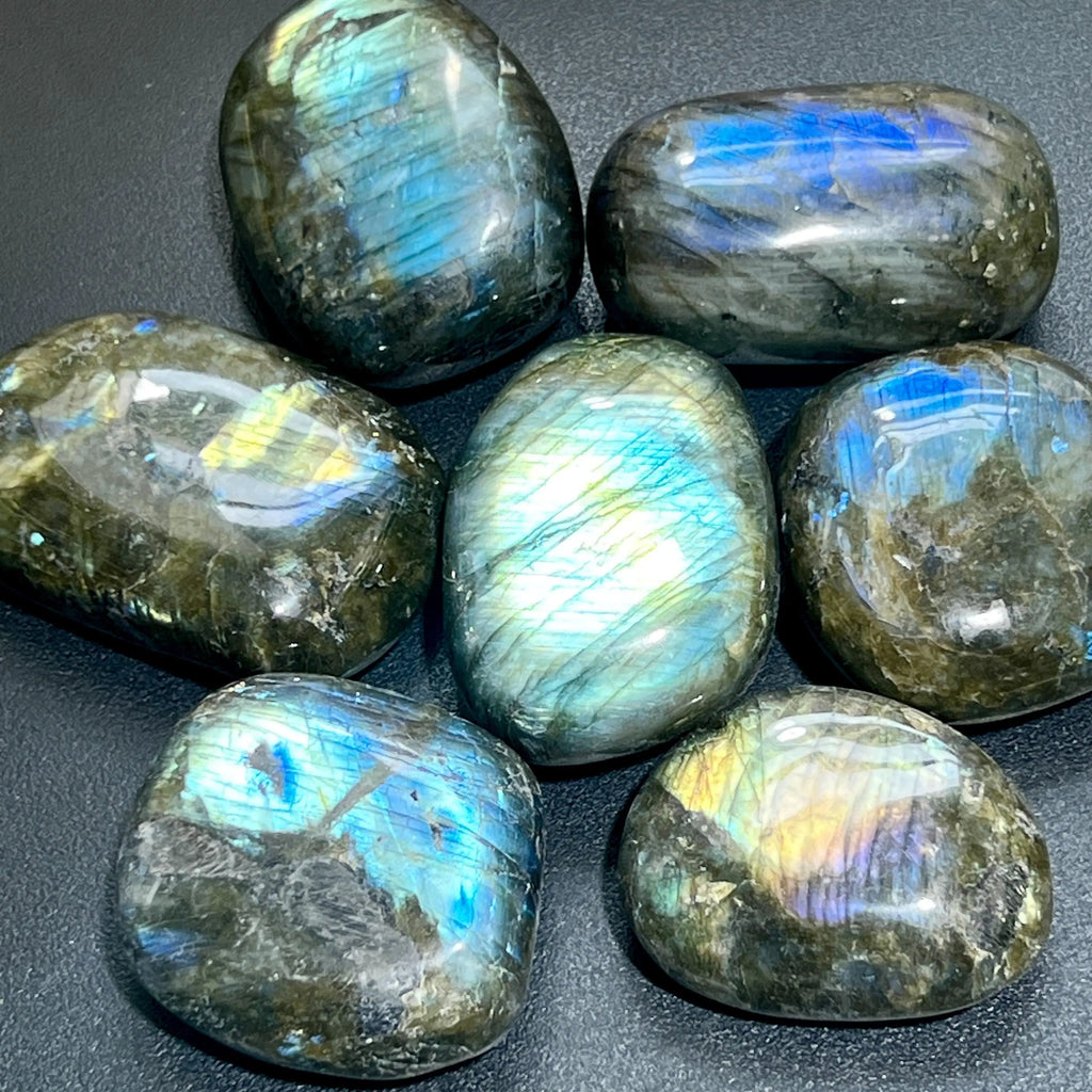 Large Flashy Labradorite Palm Stones Tumbled Carvings (By The Piece or Pound) Wholesale | Home & Living > Home Decor > Home Accents > Rocks & Geodes | Wiccan Center