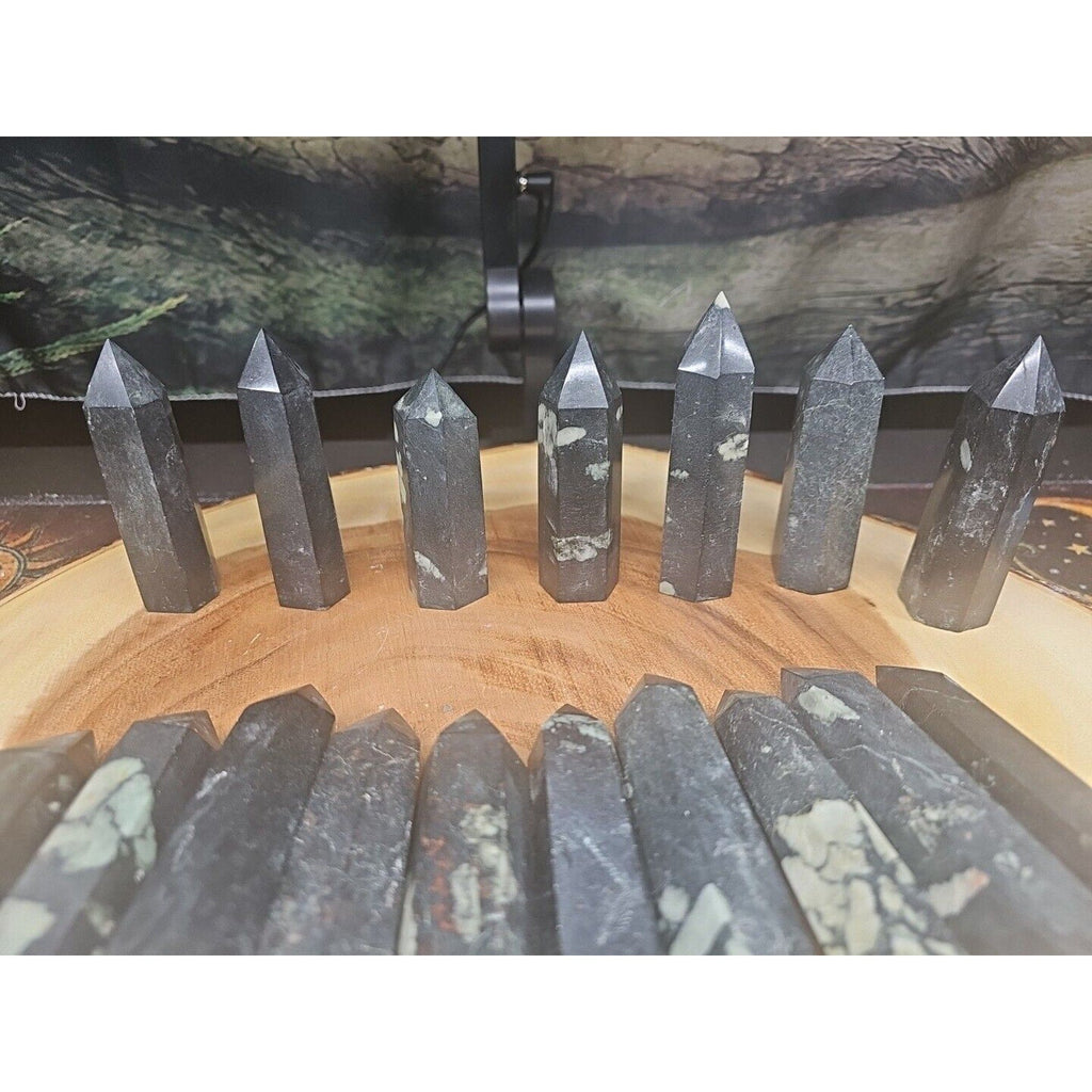 .74lbs Avg 4Pcs Natural Plum Blossom Jasper Crystal Point Tower Polished Healing | Crystal Points & Towers | Wiccan Center