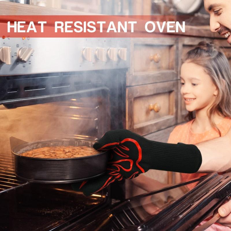 BBQ Oven Gloves High Temperature Resistance Barbecue Cooking Baking Heat Insulation 14 Inch Bracers Microwave Gloves Fireproof Kitchen Gloves for Outdoor Cooking BBQ Barbecue Accessories | HM78BB859VYU | Wiccan Center