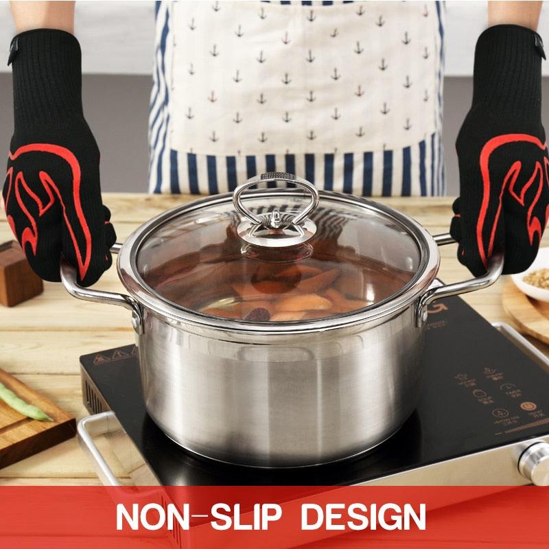 BBQ Oven Gloves High Temperature Resistance Barbecue Cooking Baking Heat Insulation 14 Inch Bracers Microwave Gloves Fireproof Kitchen Gloves for Outdoor Cooking BBQ Barbecue Accessories | HM78BB859VYU | Wiccan Center