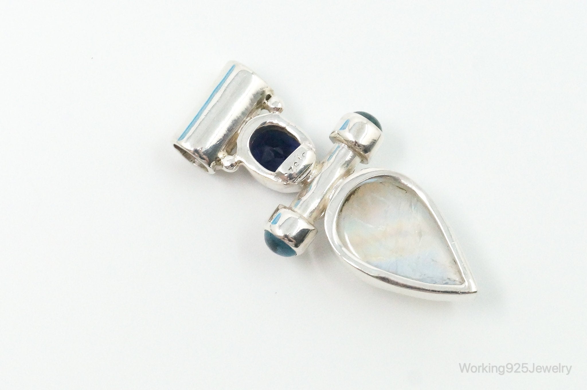 Large Vintage SJ Amethyst Blue Topaz Moonstone Sterling Silver Pendant | Jewelry > Necklaces > Pendants | Wiccan Center