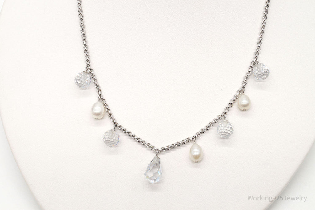 Vintage Pearl Crystal Quartz Sterling Silver Necklace | Jewelry > Necklaces > Pendants | Wiccan Center