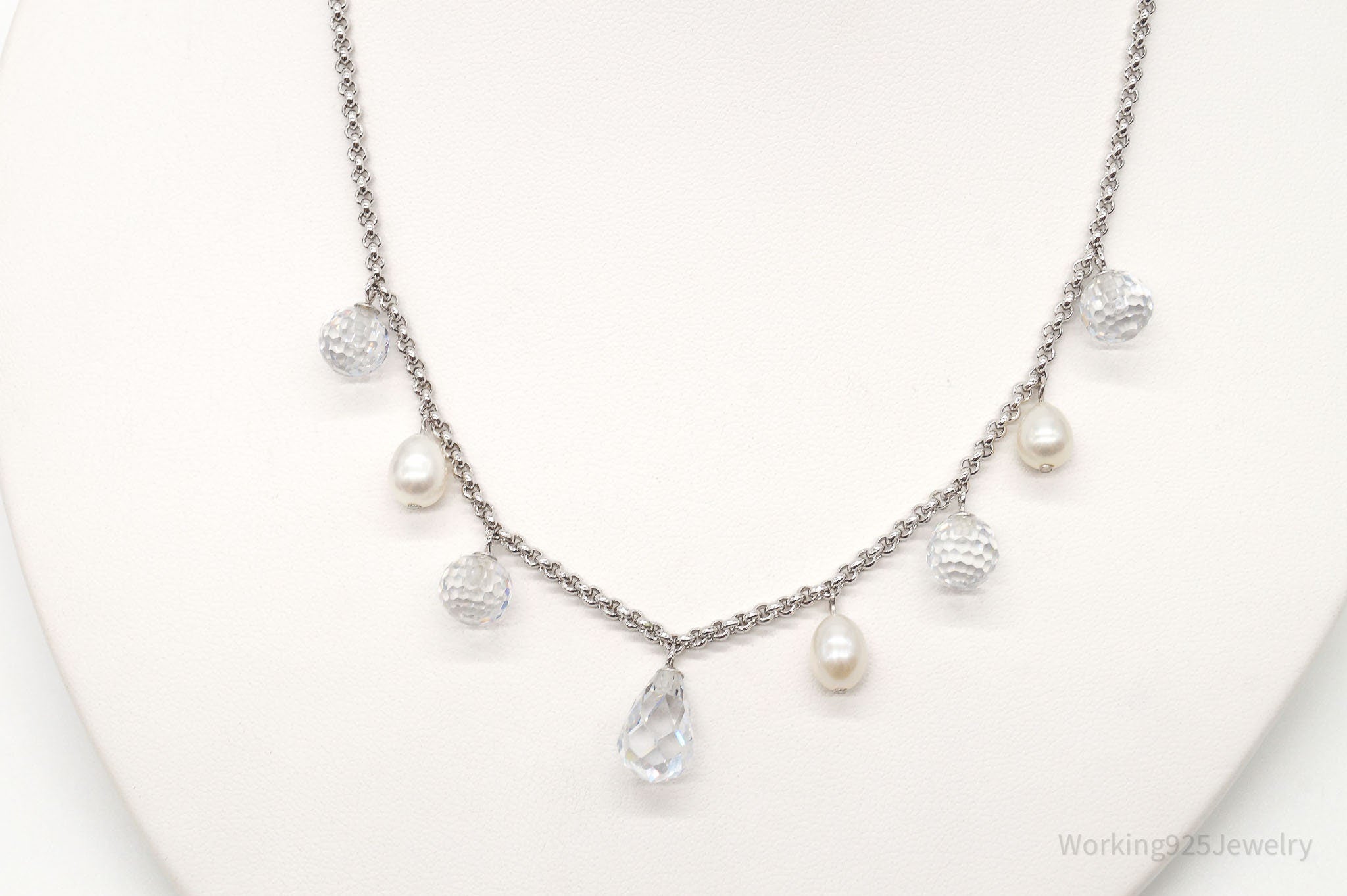 Vintage Pearl Crystal Quartz Sterling Silver Necklace | Jewelry > Necklaces > Pendants | Wiccan Center