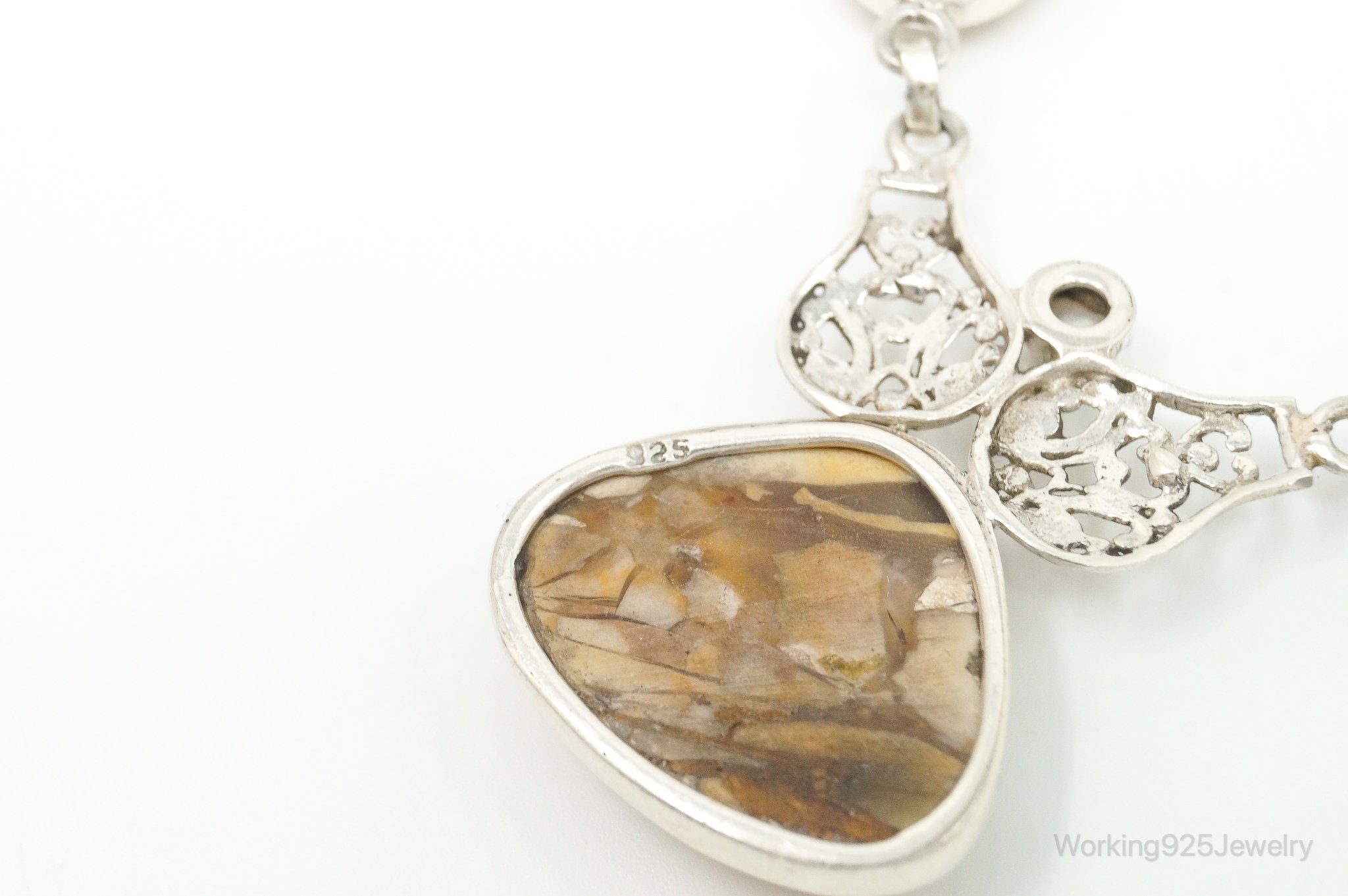 Vintage Brecciated Mookaite Jasper Pearl Sterling Silver Necklace | Jewelry > Necklaces > Pendants | Wiccan Center